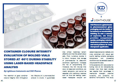 Container closure integrity evaluation of molded vials stored at -80°C during using laser-based headspace analysis 