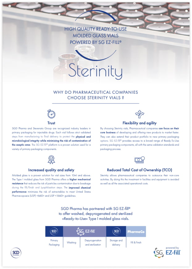 Sterile empty vials, Sterinity by SGD Pharma