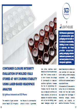 Container closure integrity evaluation of molded vials stored at -80°C during using laser-based headspace analysis 